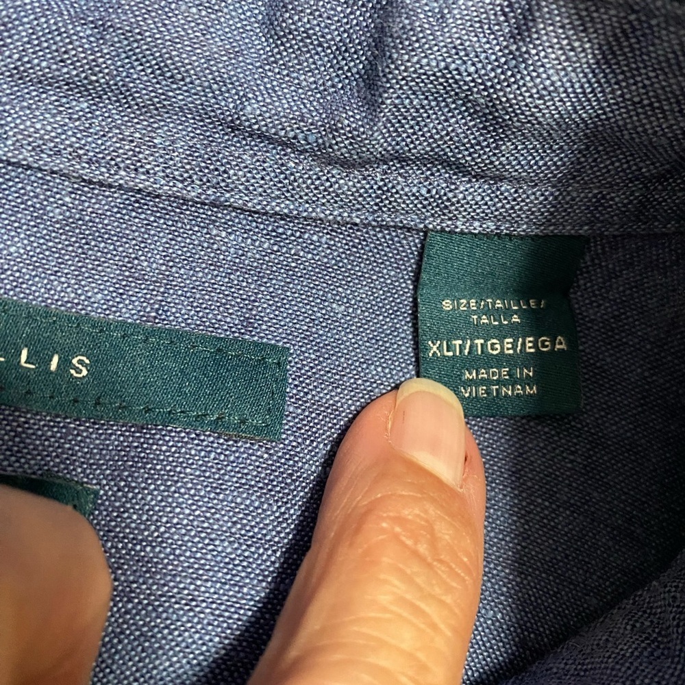 Perry Ellis XLT Mens Blue 100% Linen Short Sleeve Shirt. - Picture 5 of 11